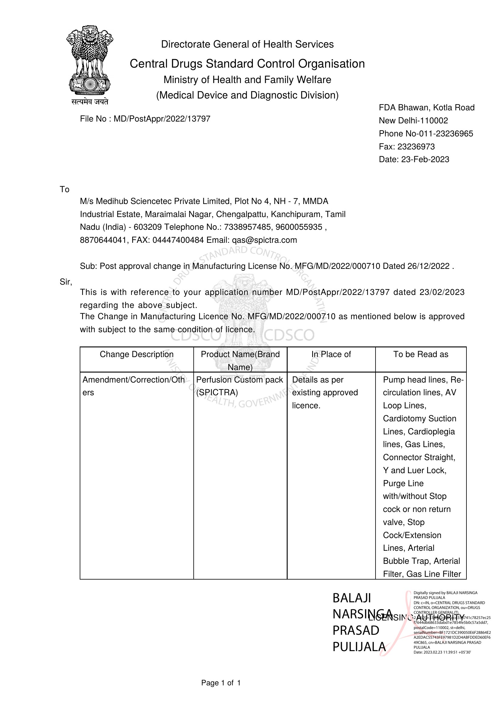 Amendment to FORM MD-9