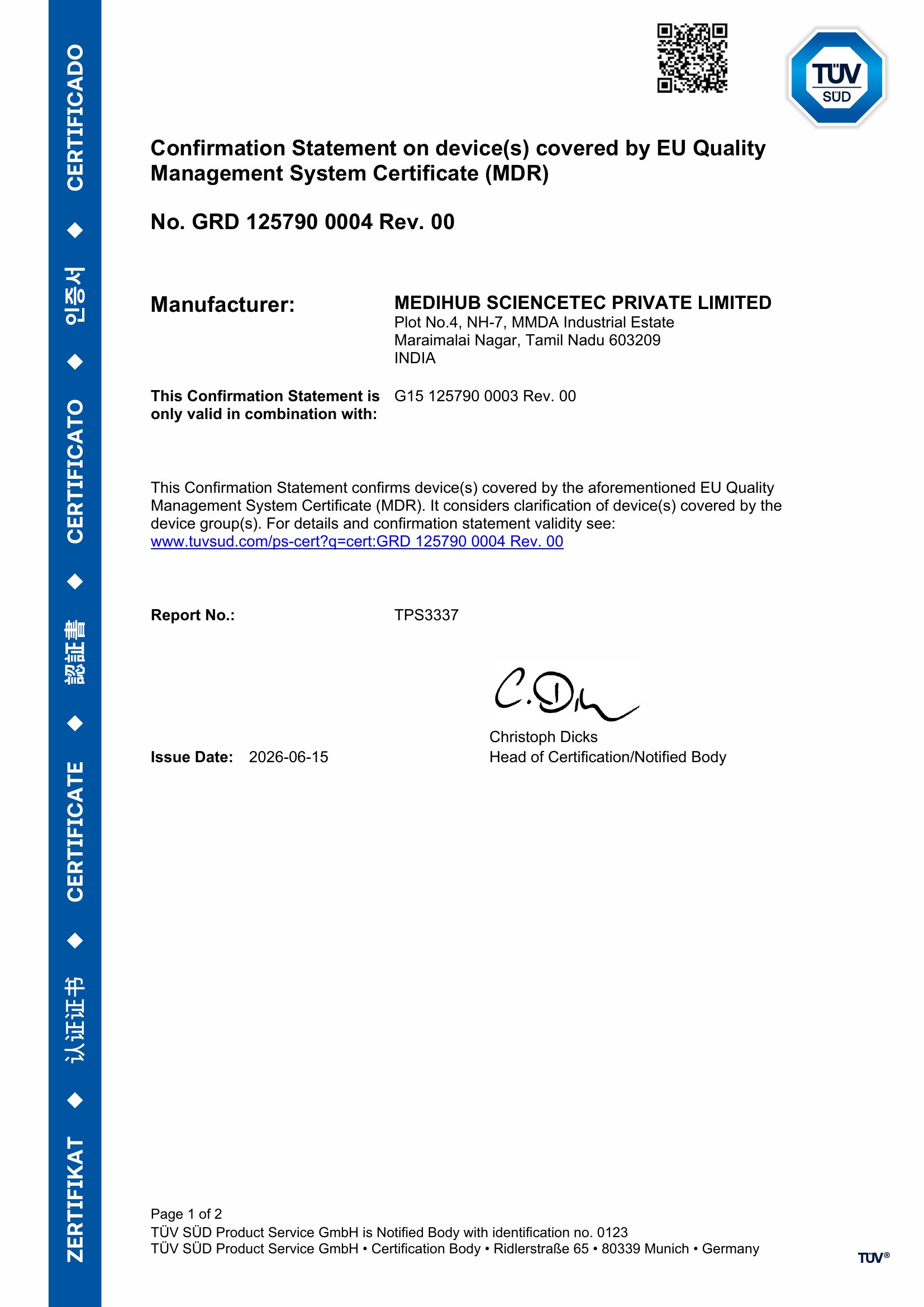 GRD Certificate